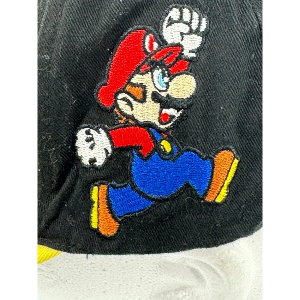 Nintendo Super Mario Hat Cap Boys Black Yellow‎ Embroidered Snapback Hat